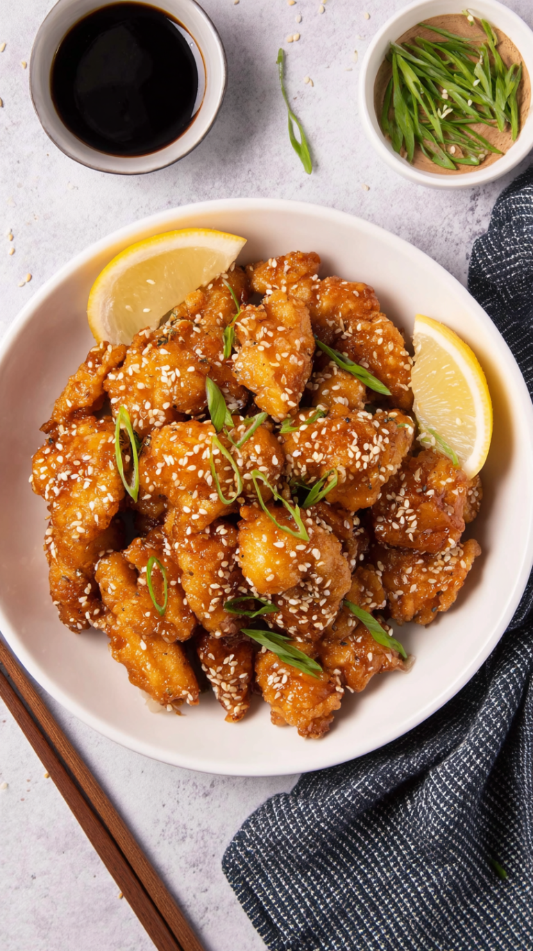 Crispy Sesame Chicken in a Sweet Savory Sauce