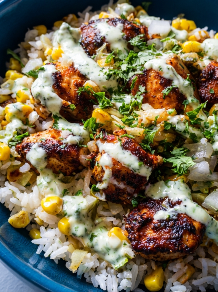Mexican Street Corn Chicken Rice Bowl