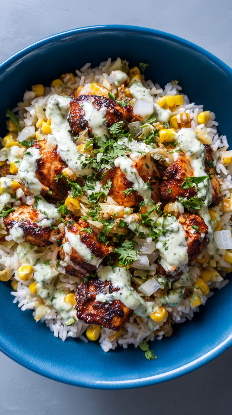 Quick Mexican Street Corn Chicken Rice Bowl