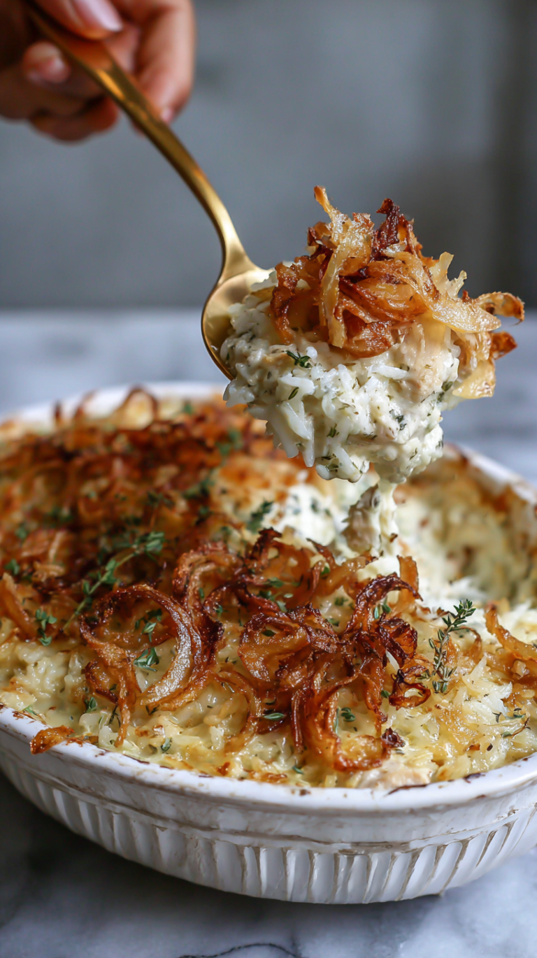 Savory French Onion Chicken & Rice Casserole