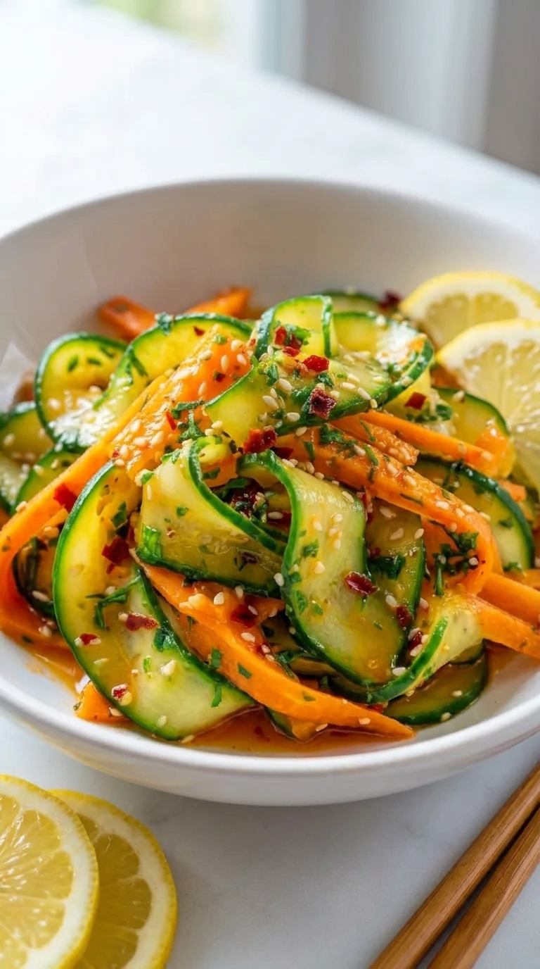 Quick Cucumber Carrot Salad (15 Minutes, Big Crunch!)