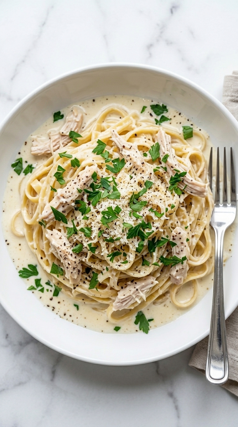 Slow Cooker Chicken Alfredo Pasta